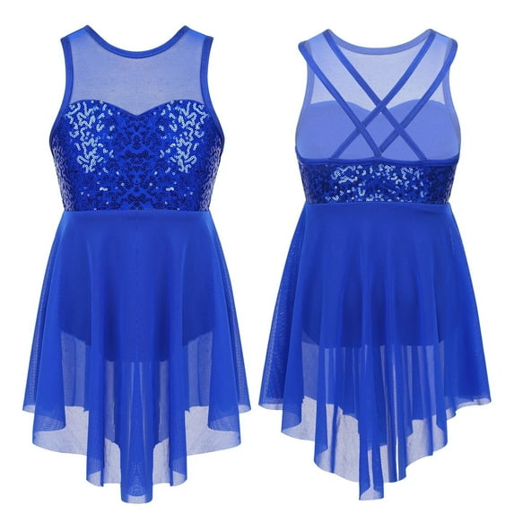 Shiny Sequins Sleeveless Mesh Tulle Lyrical Dance