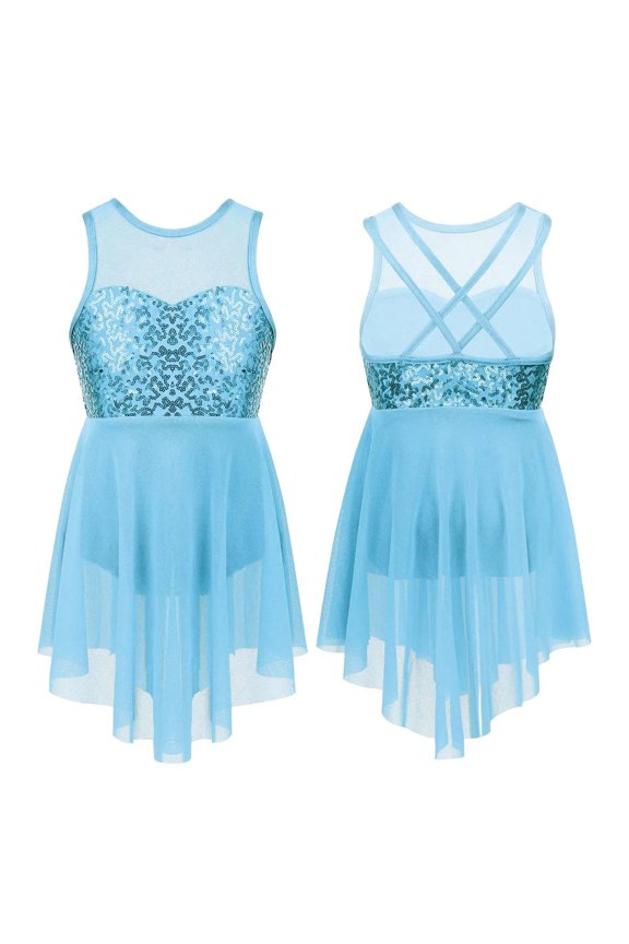 Shiny Sequins Sleeveless Mesh Tulle Lyrical Dance