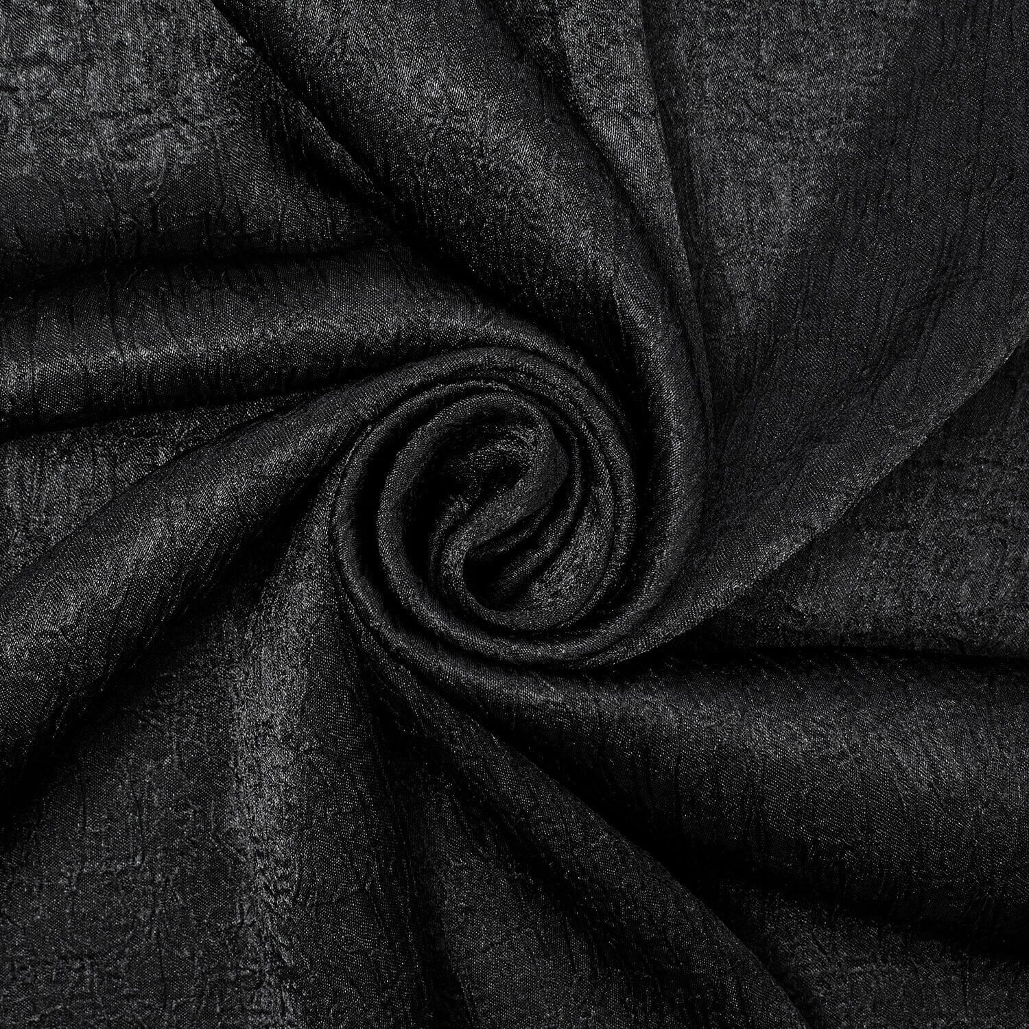 Shiny Shimmer Crinkle Satin Polyester 100 GSM Lightweight Fabric By The Yard - Black, 1 Yard
