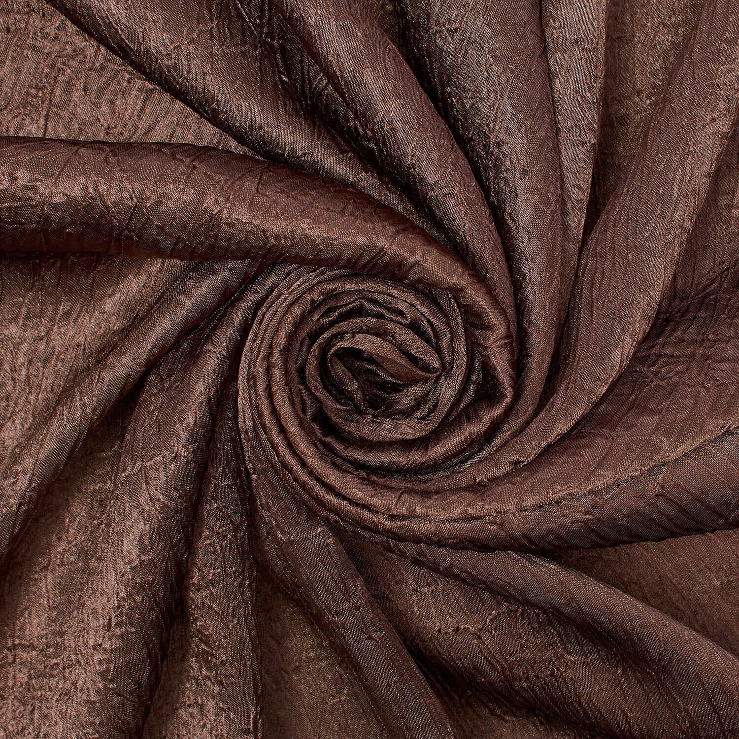 Shiny Shimmer Crinkle Satin Polyester 100 GSM Lightweight Fabric By The Yard - Brown, 10 Yards