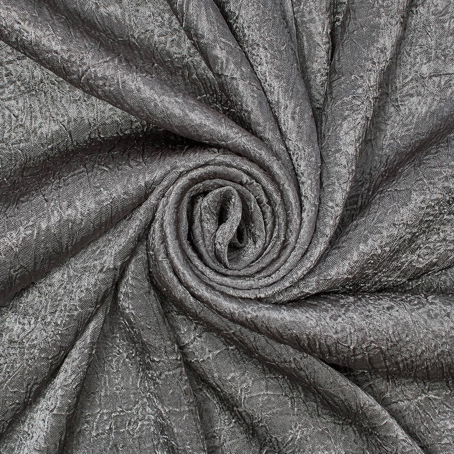 Shiny Shimmer Crinkle Satin Polyester 100 GSM Lightweight Fabric By The Yard - Grey, 5 Yards