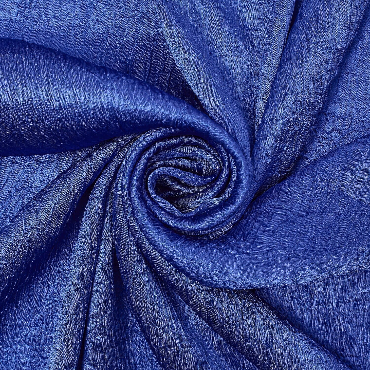 Shiny Shimmer Crinkle Satin Polyester 100 GSM Lightweight Fabric By The Yard - Royal Blue, 5 Yards