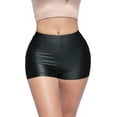 thumbnail image 1 of Shiny Shorts High Waist Hotpants Stretch Lightweight Comfy Short Length Neon Dance Shorts Wet Look Disco Party Rave Black Small, 1 of 3