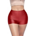 thumbnail image 1 of Shiny Shorts High Waist Hotpants Stretch Lightweight Comfy Short Length Neon Dance Shorts Wet Look Disco Party Rave Burgundy X-Small, 1 of 5