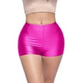 thumbnail image 1 of Shiny Shorts High Waist Hotpants Stretch Lightweight Comfy Short Length Neon Dance Shorts Wet Look Disco Party Rave Fuchsia XS, 1 of 5