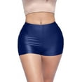 thumbnail image 1 of Shiny Shorts High Waist Hotpants Stretch Lightweight Comfy Short Length Neon Dance Shorts Wet Look Disco Party Rave Navy 1X, 1 of 4