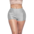 thumbnail image 1 of Shiny Shorts High Waist Hotpants Stretch Lightweight Comfy Short Length Neon Dance Shorts Wet Look Disco Party Rave Silver Small, 1 of 4