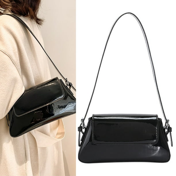 Black shiny purse shop