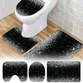 thumbnail image 1 of Shiny Silver Glitter Black 3 Piece Bathroom Rugs Set Bath Rug Mat And Toilet Lid Cover Bathroom Products Easy To Use, 1 of 4