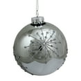 thumbnail image 1 of Shiny Silver Mirrored Ball with Raised Snowflake Design Christmas Ornament 4" (100mm), 1 of 1