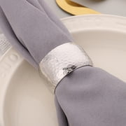 Damkogic 4Pcs Shiny Silver Plated Hammered Curved Napkin Rings , Durable Metal Napkin Rings for Everyday & Special Occasions