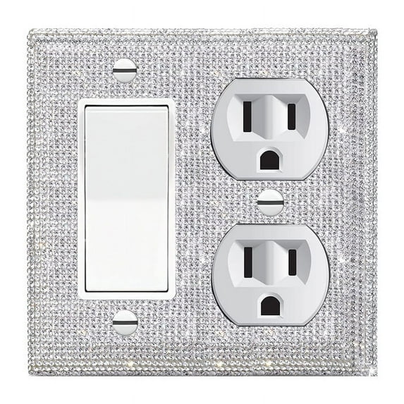 Shiny Silver Rhinestones Outlet Covers Wall Plates Light Switch Cover Plate Decorative Switch Plates And Outlet Covers Bling Wall Plate Covers