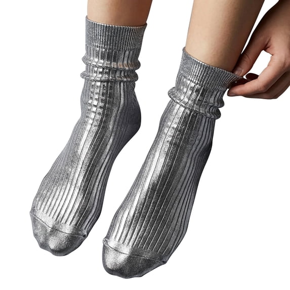 Shiny Socks for Women Men Metallic Ribbed Laminated Socks Elegant Metallic Socks Shimmer Socks Glitter Sock Fashion Uxury Socks Statement Socks Elasticity Anti Slip Soft Socks One Size