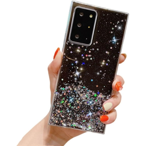 Shiny Soft TPU Phone Case for Samsung Galaxy Note 20 10 9 8 Ultra Pro Lite Slim and Light Popular Bling Glitter Smooth Back Cover(Black,Note 10)