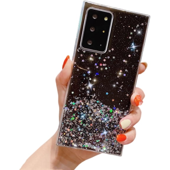Shiny Soft TPU Phone Case for Samsung Galaxy Note 20 10 9 8 Ultra Pro Lite Slim and Light Popular Bling Glitter Smooth Back Cover(Black,Note 20)