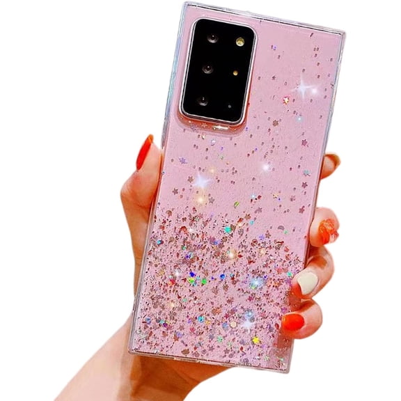Shiny Soft TPU Phone Case for Samsung Galaxy Note 20 10 9 8 Ultra Pro Lite Slim and Light Popular Bling Glitter Smooth Back Cover(Pink,Note 20)