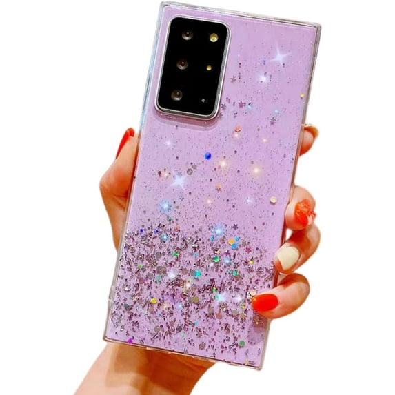 Shiny Soft TPU Phone Case for Samsung Galaxy S23 S22 S21 Ultra Plus FE Slim and Light Popular Bling Glitter Smooth Back Cover(Purple,S23 Ultra)
