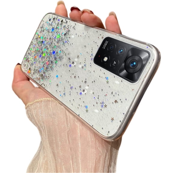 Shiny Soft TPU Phone Case for Xiaomi RedMi Note 11 10 9 S Pro Max 4G 5G Slim and Light Popular Bling Glitter Smooth Back Cover(Clear,Note 11 4G)