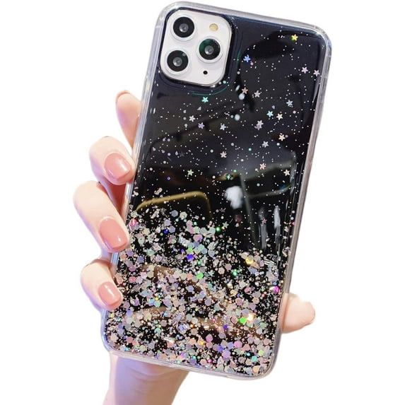 Shiny Soft TPU Phone Case for iPhone X XR XS Max 8 7 6 S Plus Slim and Light Popular Bling Glitter Smooth Back Cover(Black,XS Max)
