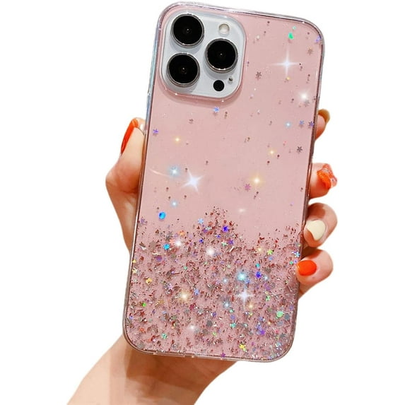 Shiny Soft TPU Phone Case for iPhone X XR XS Max 8 7 6 S Plus Slim and Light Popular Bling Glitter Smooth Back Cover(Pink,X/XS)