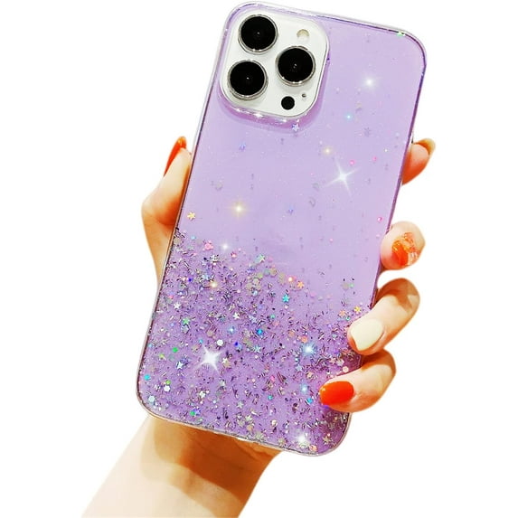 Shiny Soft TPU Phone Case for iPhone X XR XS Max 8 7 6 S Plus Slim and Light Popular Bling Glitter Smooth Back Cover(Purple,XR)