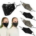 thumbnail image 1 of Shiny Sparkle Fashion Mask Washable Reusable Face Care Shield Gold Shiny Women Face Mask Anti-dust Mouth Mask Made in USA Hand Made (Black Sparkle), 1 of 10