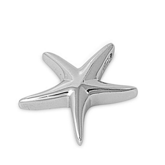Shiny Star High Polish Starfish Pendant .925 Sterling Silver Seashell Charm Jewelry Female Unisex