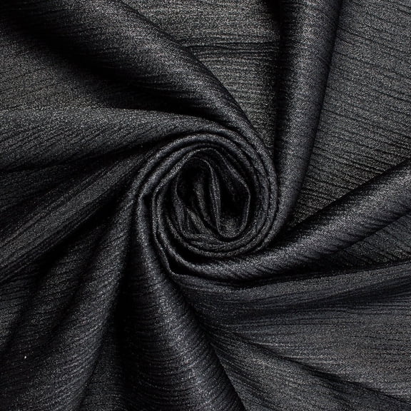 Shiny Striped Crinkle Crepe Satin Polyester 150 GSM 60/61 Inch Shiny Fabric By The Yard For Sewing Apparel, Accessories, Crafts, & More - Black, 1 Yard