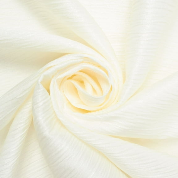 Shiny Striped Crinkle Crepe Satin Polyester 150 GSM 60/61 Inch Shiny Fabric By The Yard For Sewing Apparel, Accessories, Crafts, & More - Ivory, 1 Yard