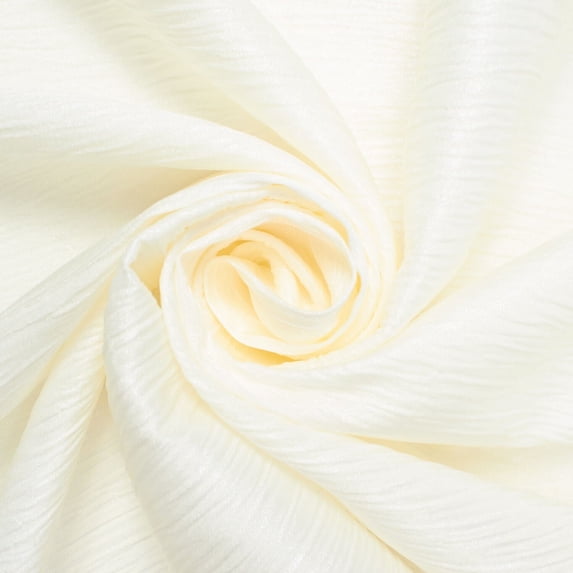 Shiny Striped Crinkle Crepe Satin Polyester 150 GSM 60/61 Inch Shiny Fabric By The Yard For Sewing Apparel, Accessories, Crafts, & More - Ivory, 5 Yards