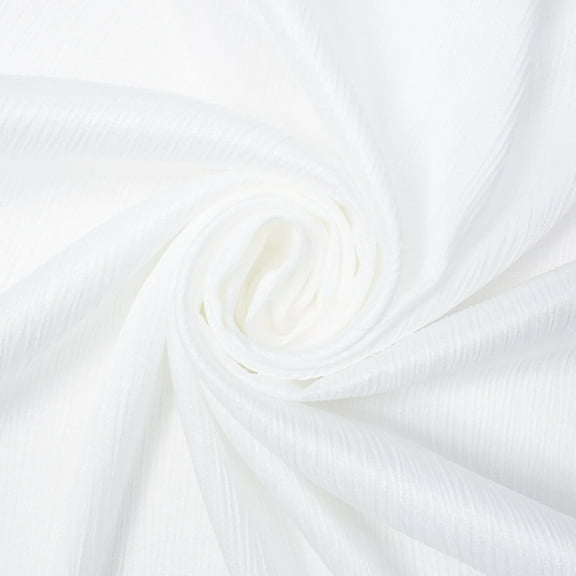 Shiny Striped Crinkle Crepe Satin Polyester 150 GSM 60/61 Inch Shiny Fabric By The Yard For Sewing Apparel, Accessories, Crafts, & More - White, 1 Yard