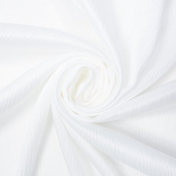 Shiny Striped Crinkle Crepe Satin Polyester 150 GSM 60/61 Inch Shiny Fabric By The Yard For Sewing Apparel, Accessories, Crafts, & More - White, 5 Yards