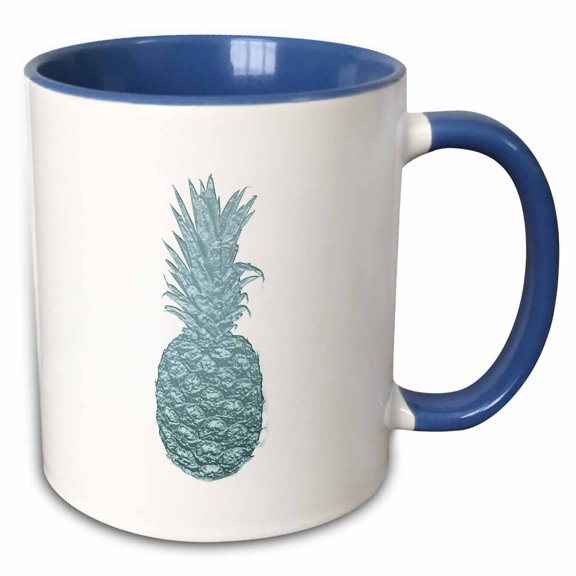 3drose, Shiny Teal Metal Pineapple, 11oz Two-tone Blue Mug