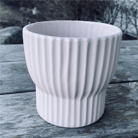 MDR Trading Inc. AI-CE115-300_Q01 Shiny White Ribbed Planter