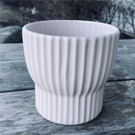 MDR Trading Inc. AI-CE115-300_Q01 Shiny White Ribbed Planter