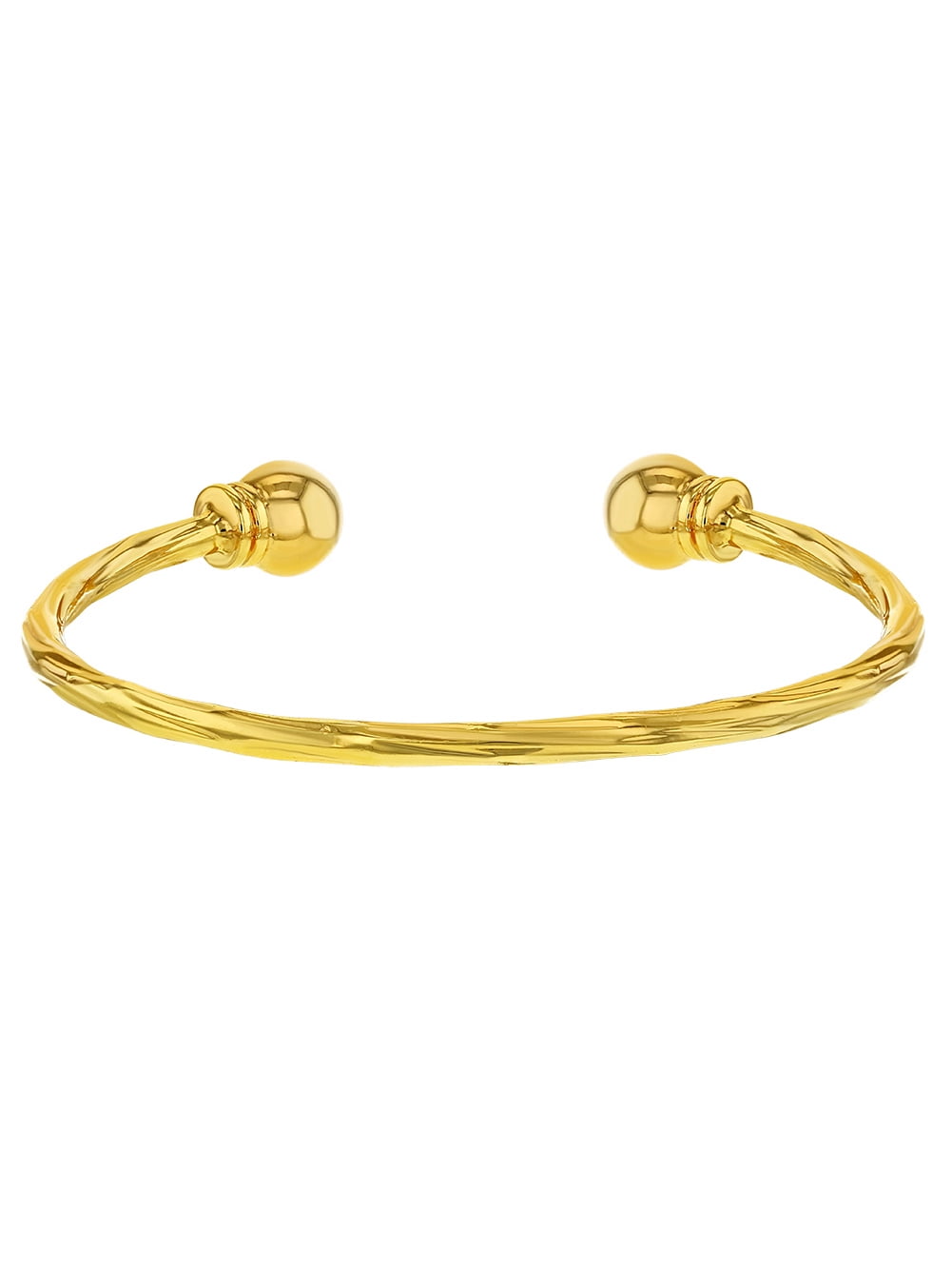 Shiny Yellow Gold Plated Adorable Twisted Cable Cuff Newborn Baby Bracelet  40mm - Walmart.com