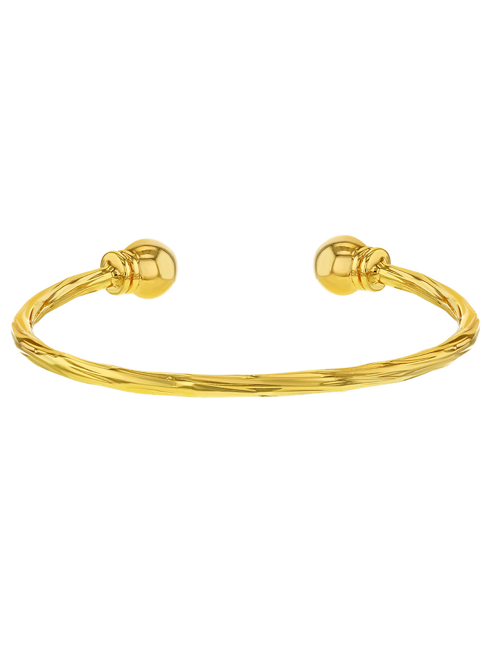 Shiny Yellow Gold Plated Adorable Twisted Cable Cuff Newborn Baby Bracelet 40mm - image 1 of 4