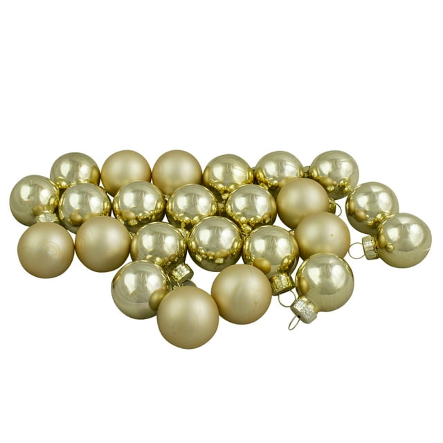 Northlight 24ct Gold 2 Finish Mini Glass Christmas Ball Ornaments 1 ...