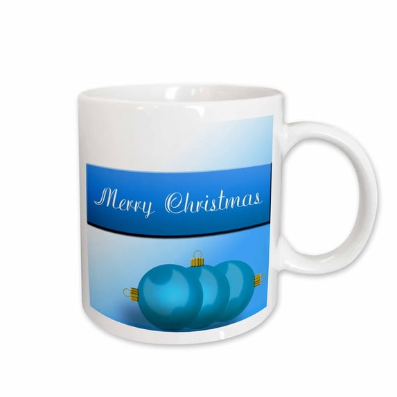 Shiny blue ornaments, a white to blue background, a blue banner with Merry Christmas 11oz Mug mug-162788-1