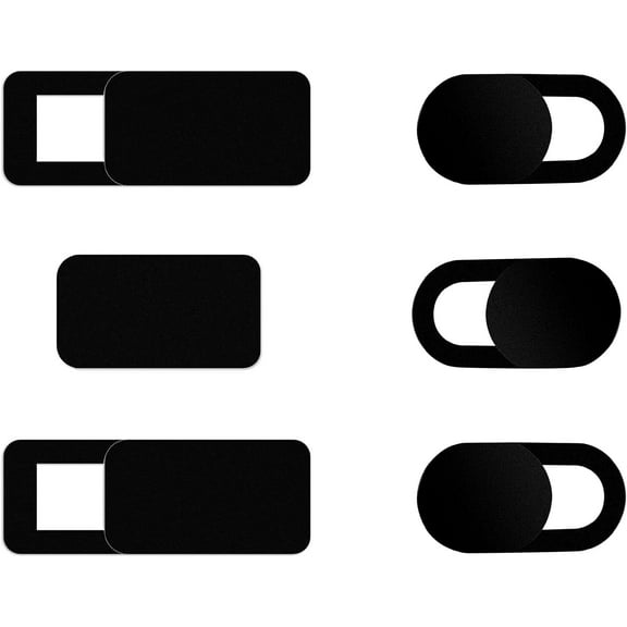 ShinyFX Webcam Cover Slide, 6 Pack Ultra-Thin Laptop Web Camera Cover for MacBook Laptop PC Computer iMac iPad iPhone Cell Phone, 0.032in Thick Web Blocker (Black S-6 Pack)
