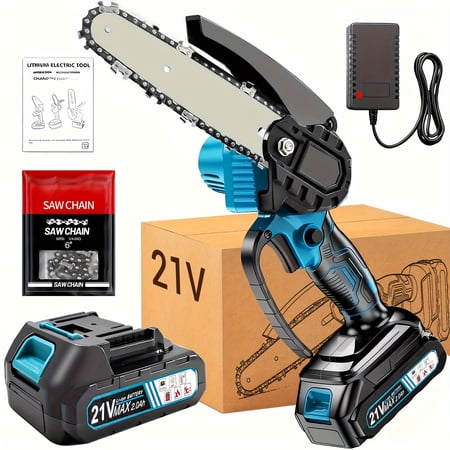 ShinyLink 6-inch Cordless Mini Chainsaw, Handheld Electric Power Chain Saw with Battery, for Tree Trimming Wood Cutting,Gifts for Father, Dad, Husband, Men