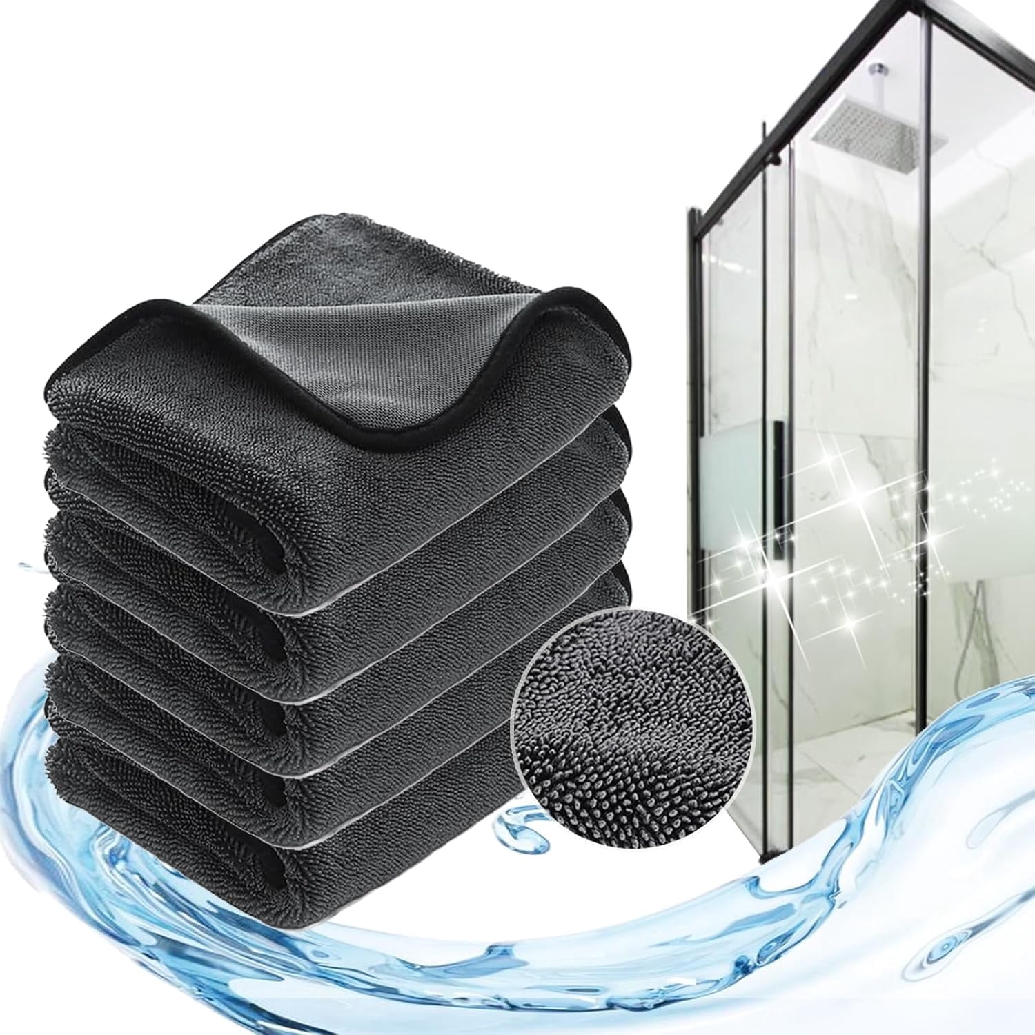 ShinyWipes Shower Cleaning Cloths, Shinys Bath Drying Towel,Reusable Absorbent Cubicles Cloth for Bathroom XXL 5PCS