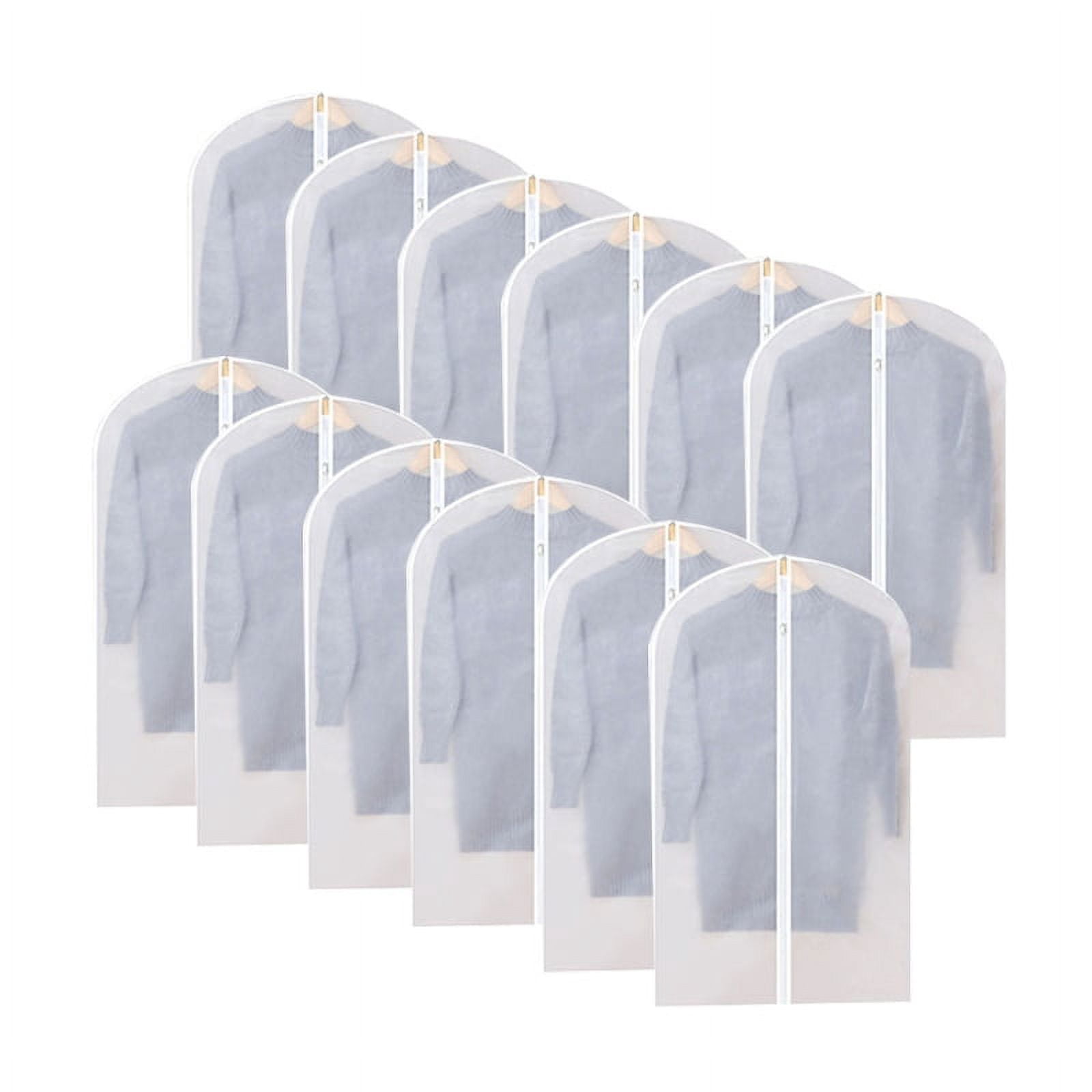 Shinycome 12pcs Hanging Garment Bags Lightweight Clear Clothes Cover Full Zipper Suit Bag for Closet Storage Home Travel