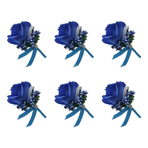 Shinycome 6Pcs Wedding Bouquet Corsage Artificial Rose Flower Fake Berries Glitter for Rhinestone Prom Groom Boutonniere Brooch Pi