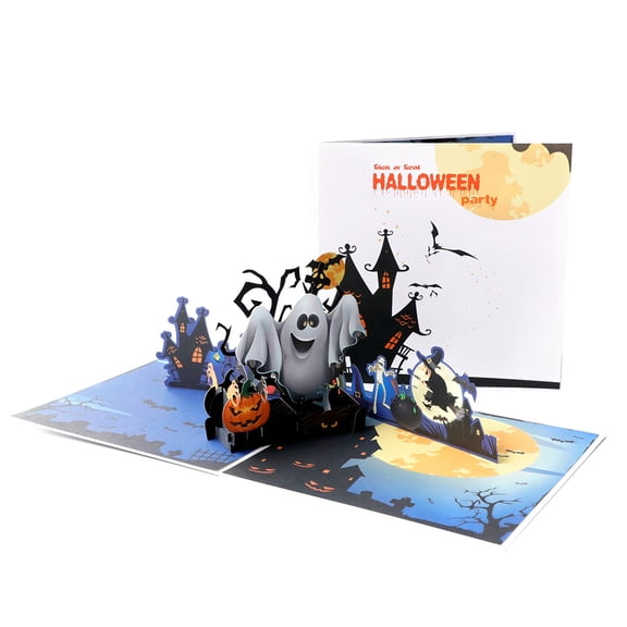 Shinycome Cards 3D Pop-Up Witch Ghost Pumpkin Greeting Card for Party Postcard with Envelope