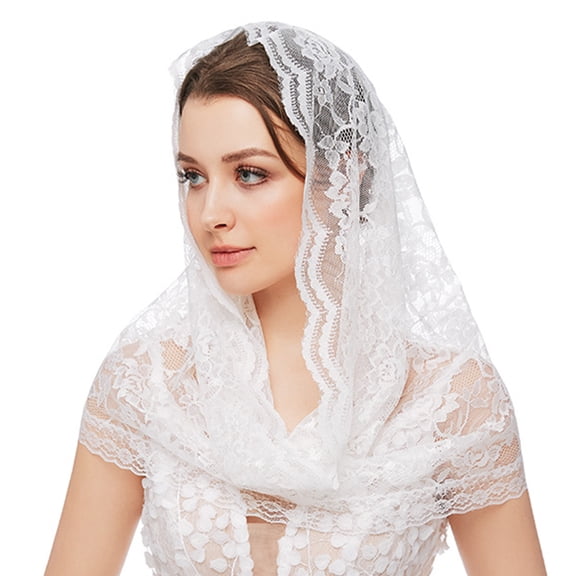 Shinycome Lace Mantilla Floral Pattern for Head Covering Catholic Church for Veil