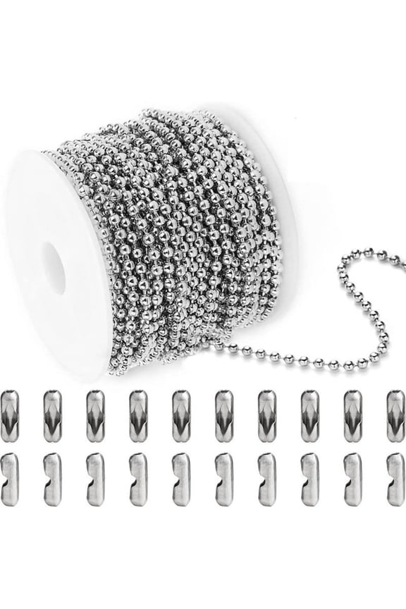 Stainless Steel Ball Chains Necklace Bead Chain Dog Tags Ball Bead Chain