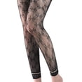 thumbnail image 1 of Shinycome Women Sexy High Waist Fishnet Footless Leggings Flower Jacquard Patterned Mesh Net Tights Black Ankle Pantyhose Stocking, 1 of 21