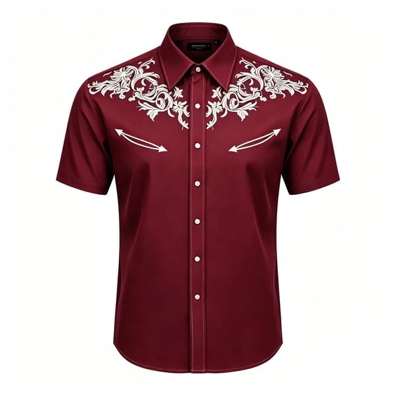 Shinyii Boys Western Cowboy Shirt Short Sleeve Button Down Shirt for Children, Sizes 4-13