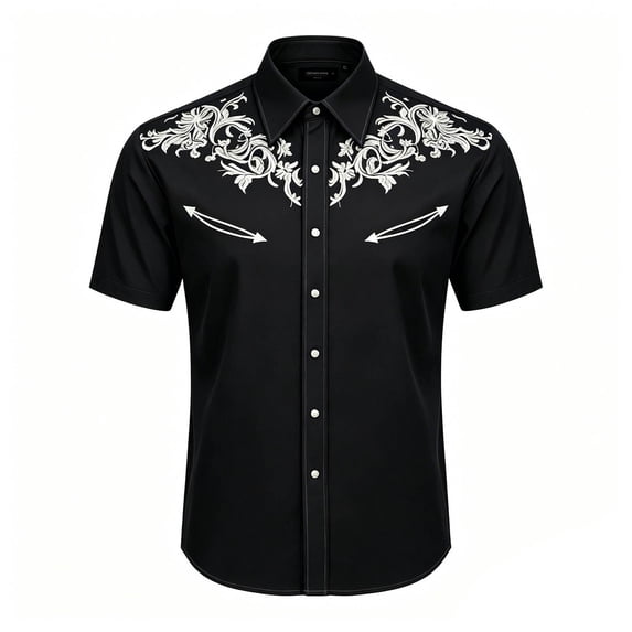 Shinyii Boys Western Cowboy Shirt Short Sleeve Button Down Shirt for Children, Sizes 4-13